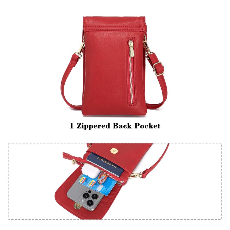MINICAT Small Crossbody Bags for Women Cell Phone Bag Vegan Leather Cross Body Purse Wallet Purses(Red) - Image 4